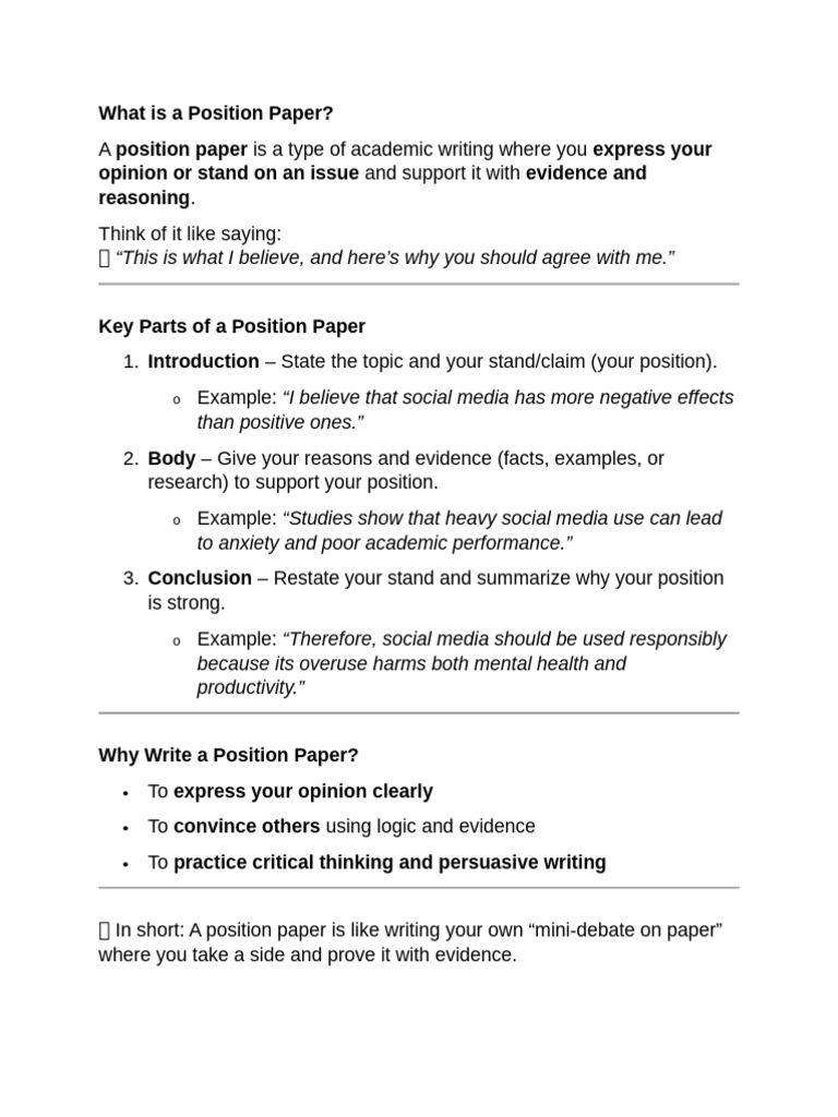 Understanding Position Papers Explained | PDF