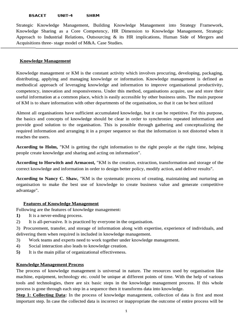 Strategic Knowledge Management Overview | PDF | Knowledge Management ...
