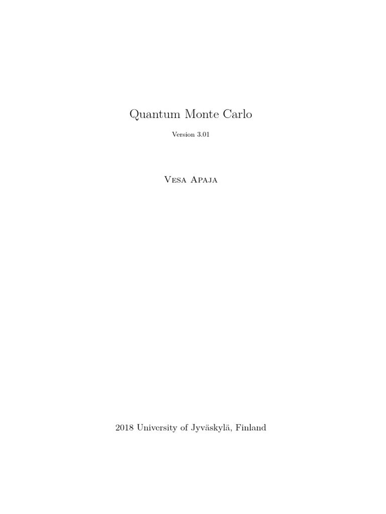 Quantum Monte Carlo Methods Overview | PDF | Probability Distribution ...