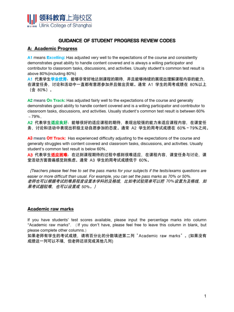 Student Progress Review Codes | PDF | Learning