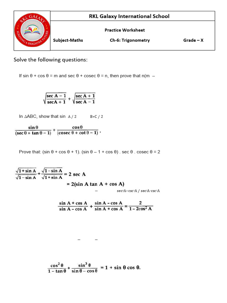 GR 10 Maths Trigonometry-3.1757740356 | PDF