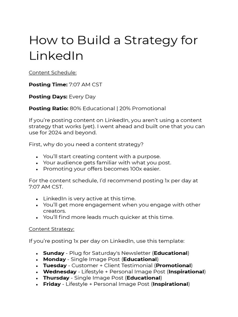 How To Build A Strategy For LinkedIn | PDF