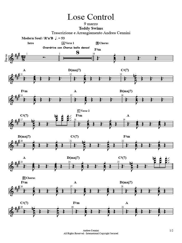 Teddy Swims - Lose Control Arrangement | PDF