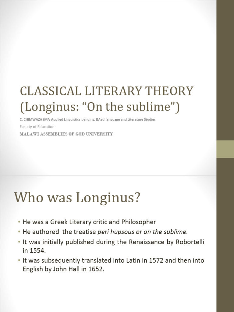 Longinus and the Theory of Sublime | PDF