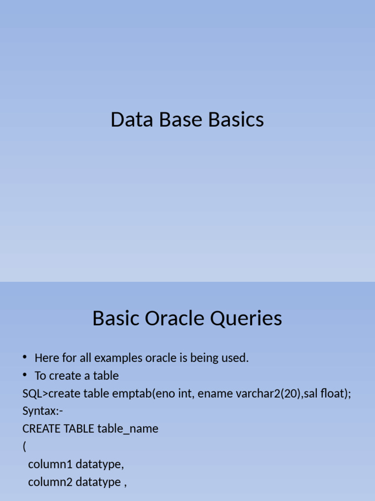 Basic Oracle Query Examples | PDF