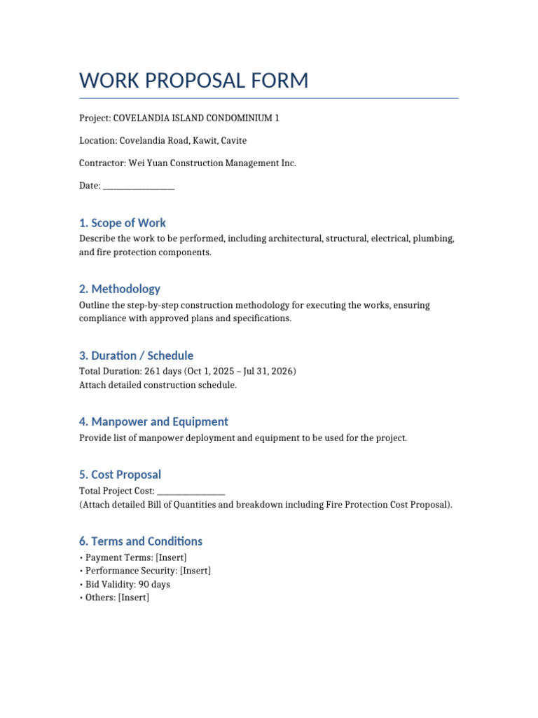 Work Proposal Form | PDF