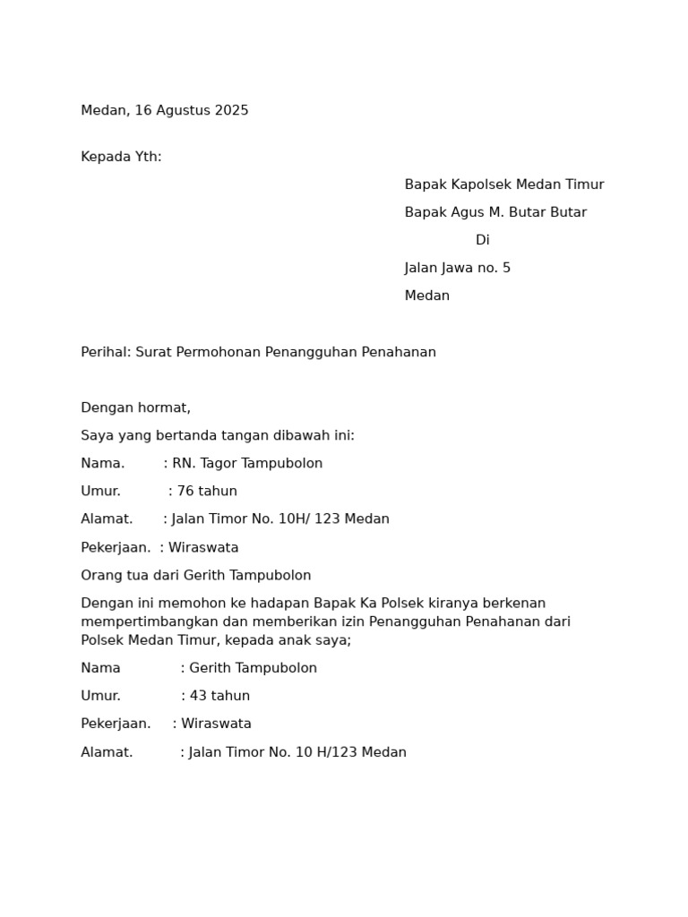 Permohonan Penangguhan Penahanan Gerith | PDF