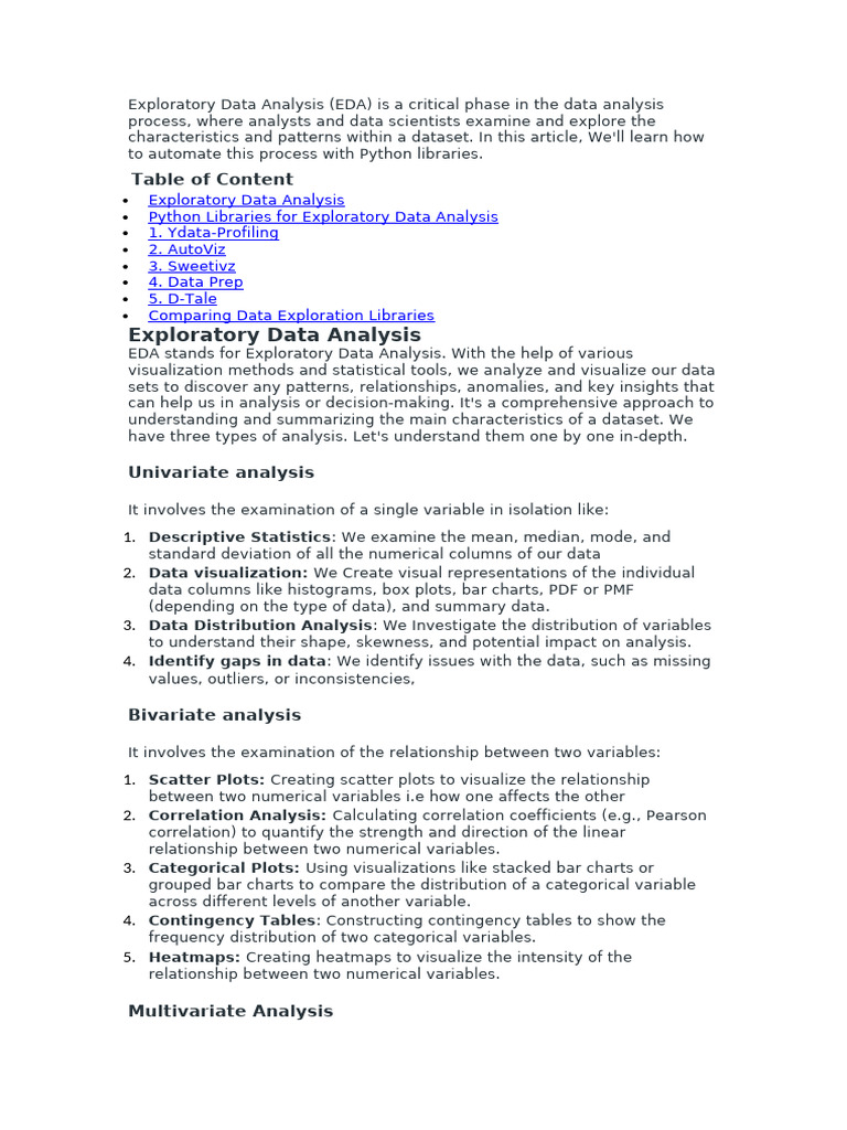Automating EDA with Python Libraries | PDF | Data Analysis | Principal ...