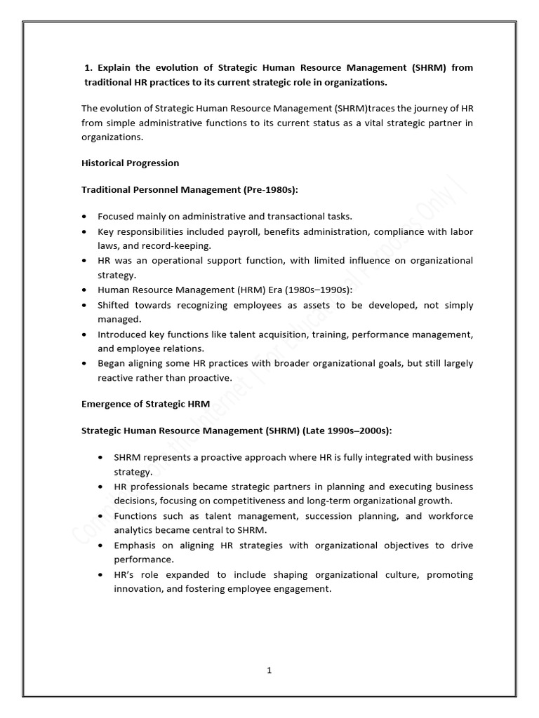 Evolution of Strategic HR Management | PDF | Human Resource Management ...