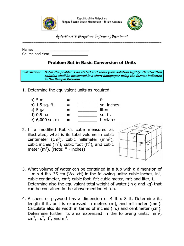 Basic Unit Conversion Problem Set | PDF