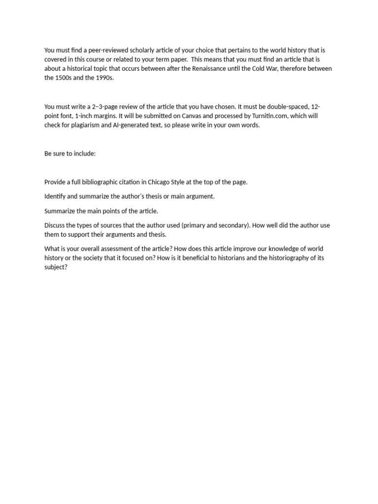 Scholarly Article Review Instructions | PDF