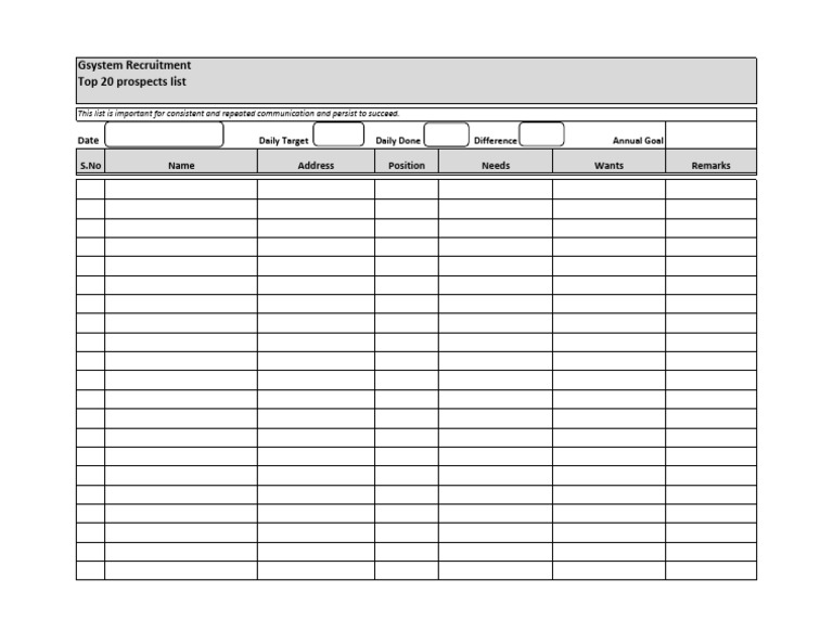 Top 20 Recruitment Prospects List | PDF