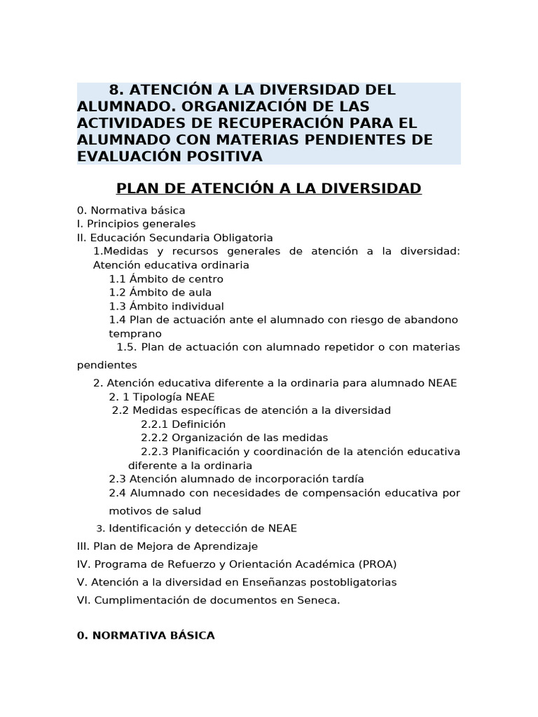 Atención a la Diversidad Educativa en ESO | PDF | Evaluación | Plan de ...