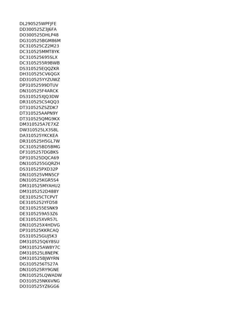Document Codes List for May 2025 | PDF