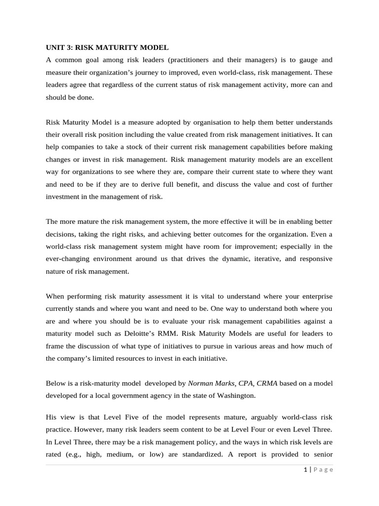 Risk maturitymodel 3 | PDF | Risk | Risk Management