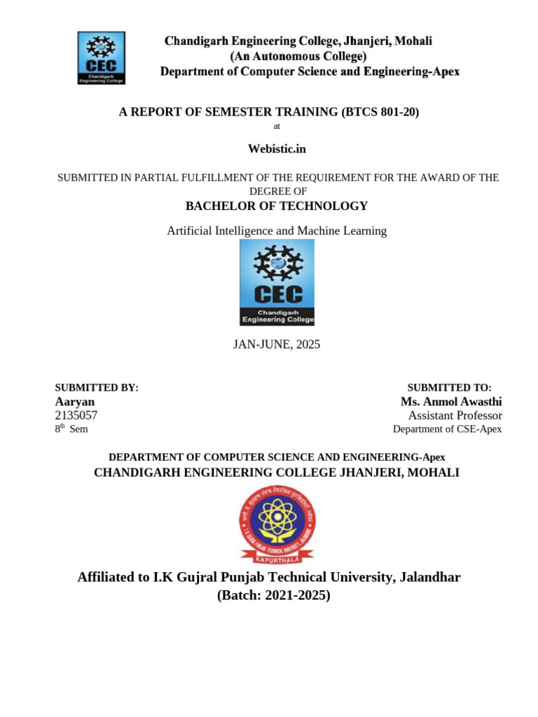 Web Developer Internship Report at Webistic | PDF | Databases | World ...