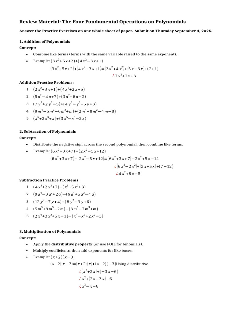 Operations on Polynomials Guide | PDF | Polynomial | Numerical Analysis