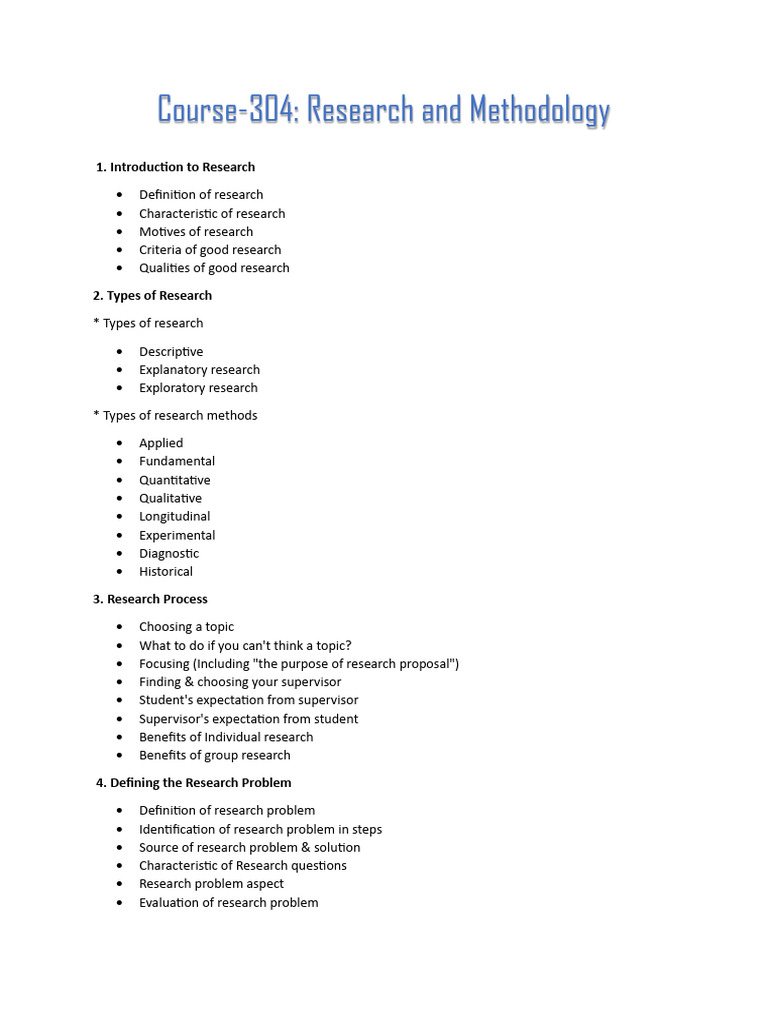 Research Methodology Course Overview | PDF | Methodology | Scientific ...