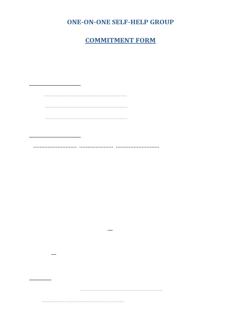One-on-One Self-Help Commitment Form | PDF