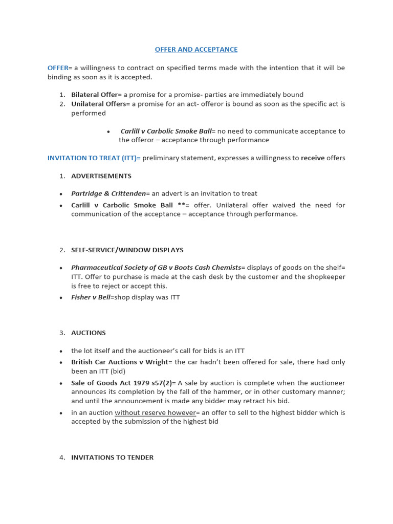 Offer and Acceptance | PDF | Offer And Acceptance | Consent