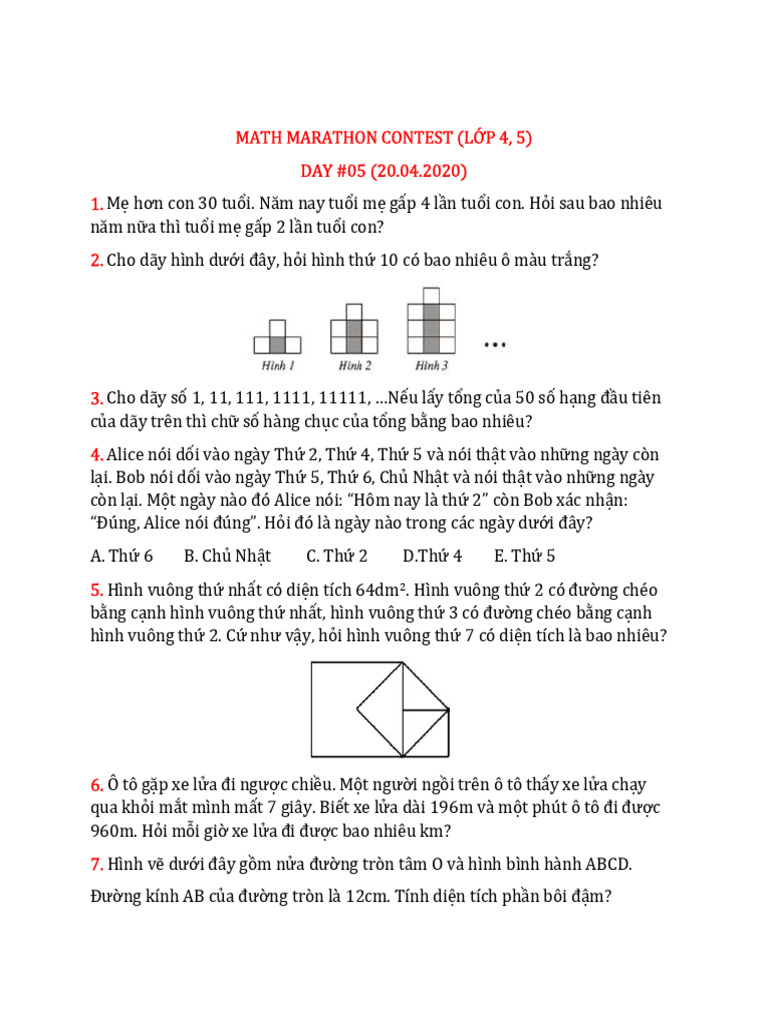 Math Marathon Contest Day 05 | PDF