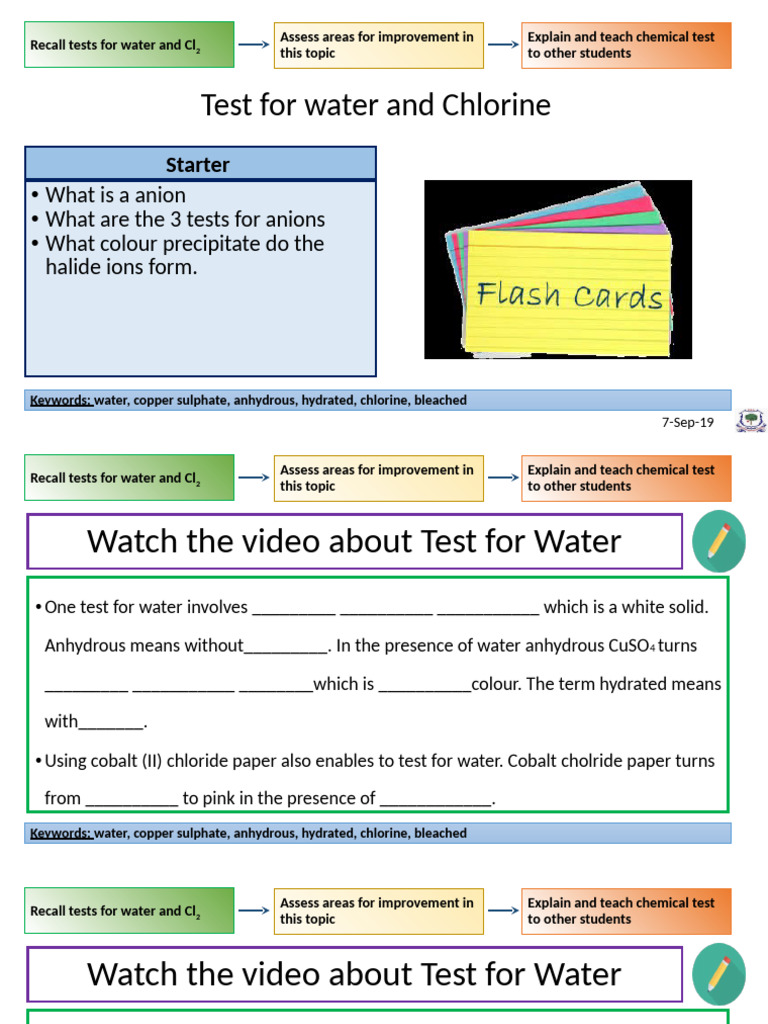 Testing for Water and Chlorine Gas | PDF | Chlorine | Chloride