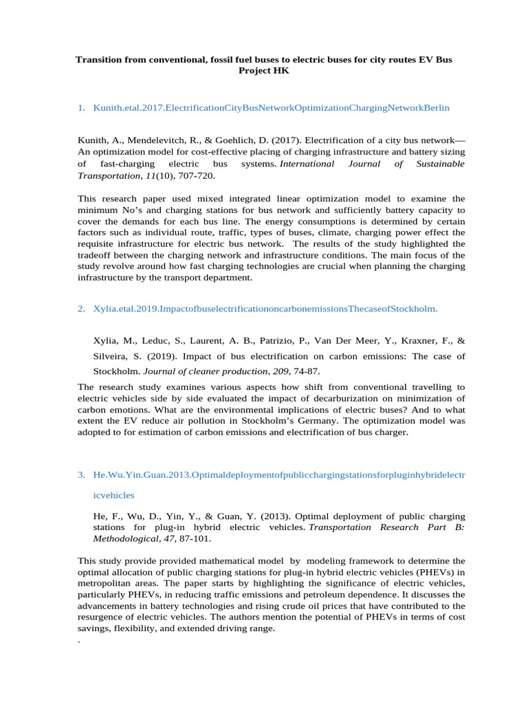 Electric Bus Transition Strategies for Cities | PDF | Life Cycle ...