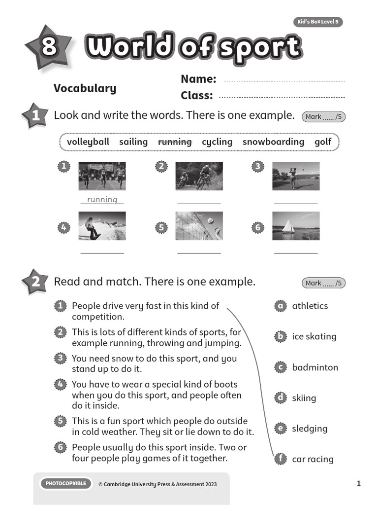 Kid's Box Level 5: World of Sport Activities | PDF