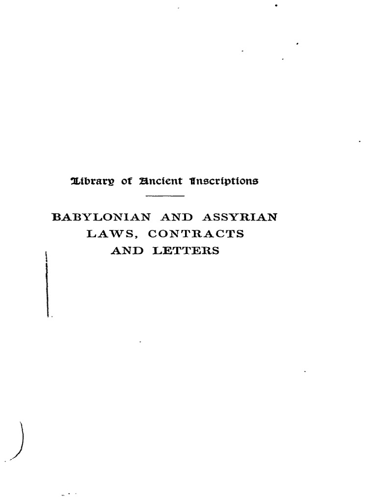 JOHNS, C H W - Babylonian 'N Assyrian Laws, Contracts 'N Letters Vers01 ...