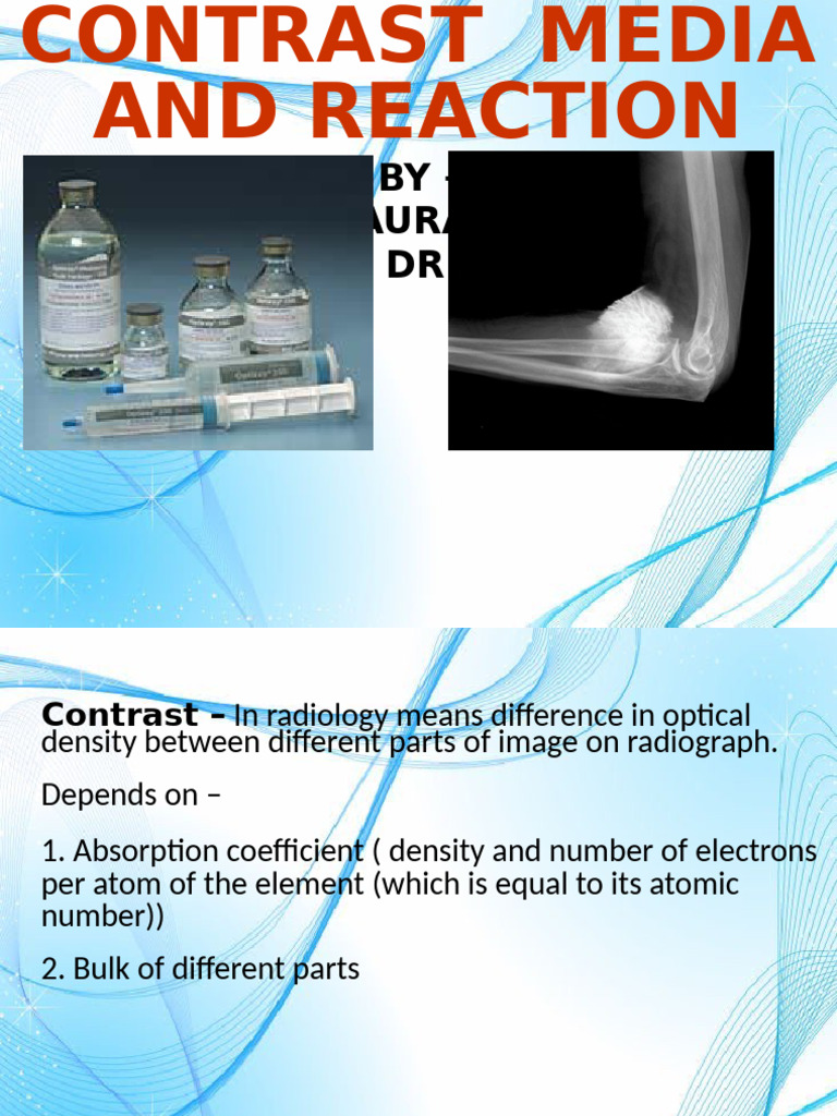 Contrast Media and Reaction | PDF | Salt (Chemistry) | Angiography