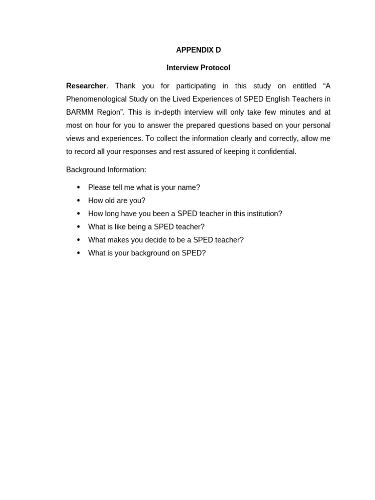 SPED Teacher Interview Protocol BARMM | PDF