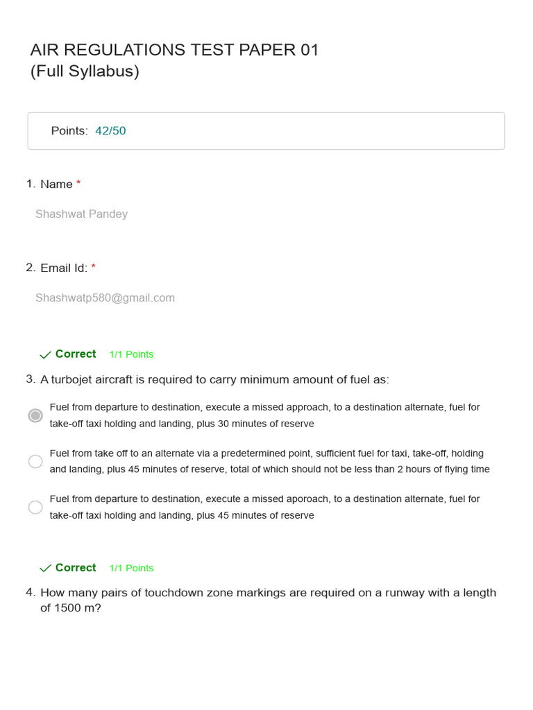 Air Regulations Test Paper Overview | PDF | Visual Flight Rules ...