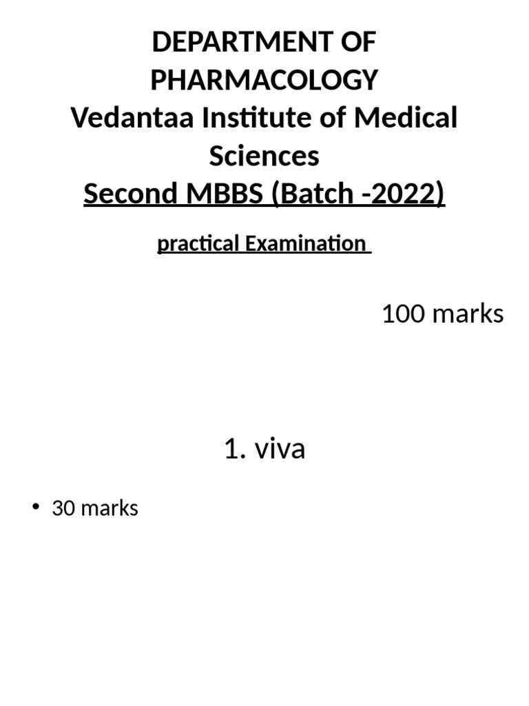 MBBS Pharmacology Practical Exam Guide | PDF