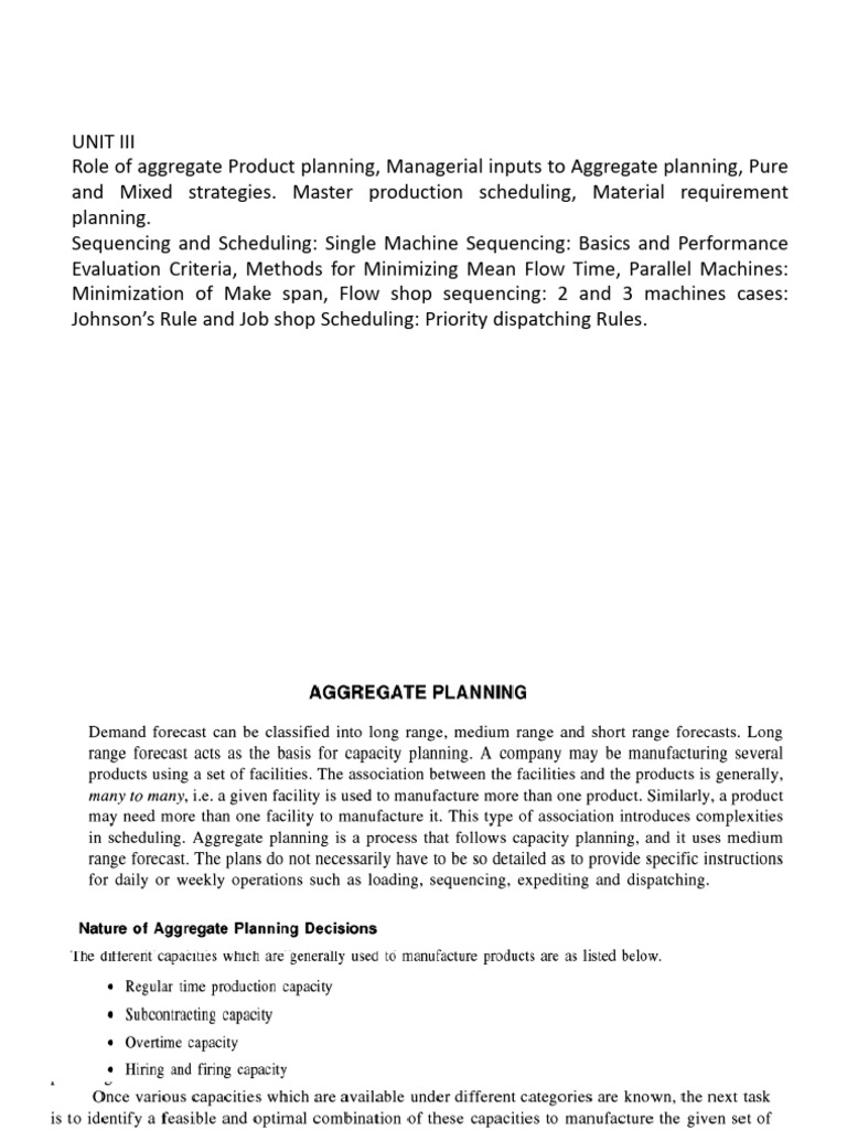Aggregate Planning and Scheduling Strategies | PDF | Inventory ...