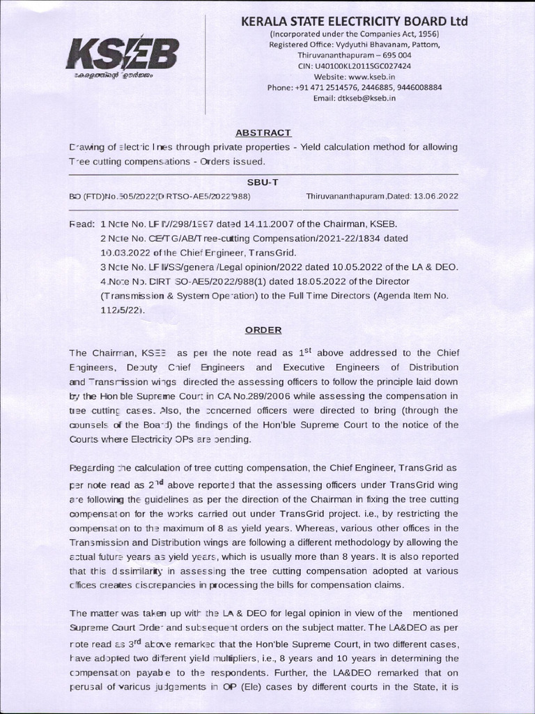 Tree Cut Compensation Dated - 13.06.2022 | PDF