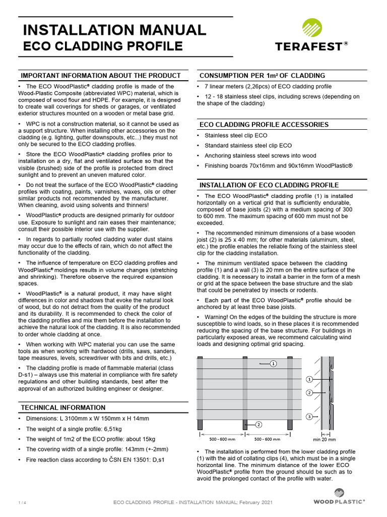 ECO WoodPlastic Cladding Installation Guide | PDF | Water | Materials