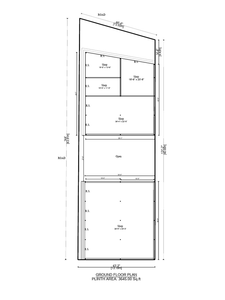 Ground Floor Plan with Shop Dimensions | PDF