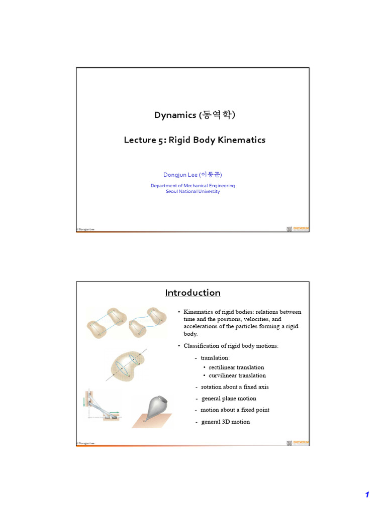 Rigid Body Kinematics Overview | PDF | Rotation Around A Fixed Axis ...