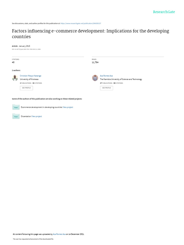Factors Influencing e Commerce Development Implications For The ...