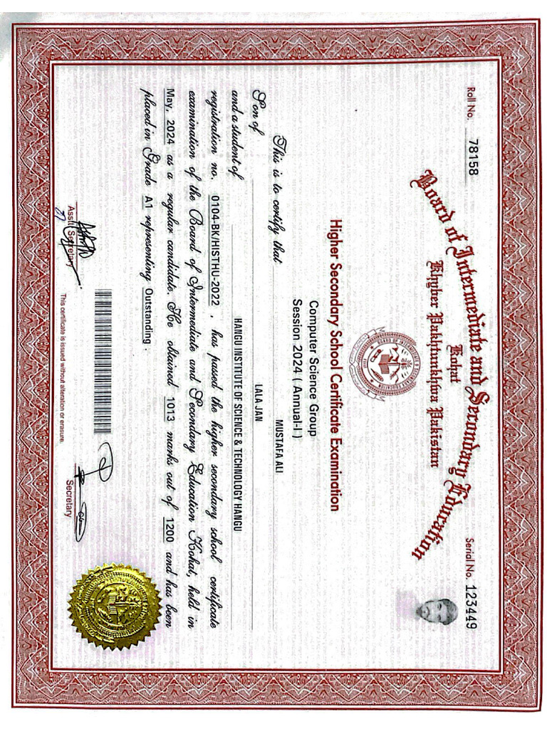 2nd Year Certificate | PDF