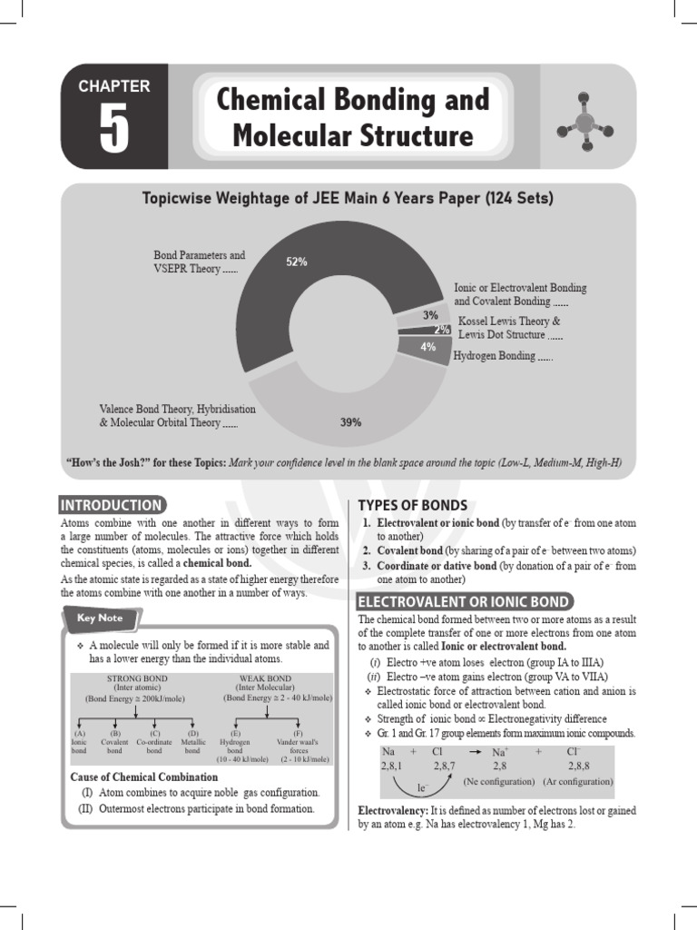JEE Main Chemical Bonding Weightage | PDF | Ionic Bonding | Chemical Bond