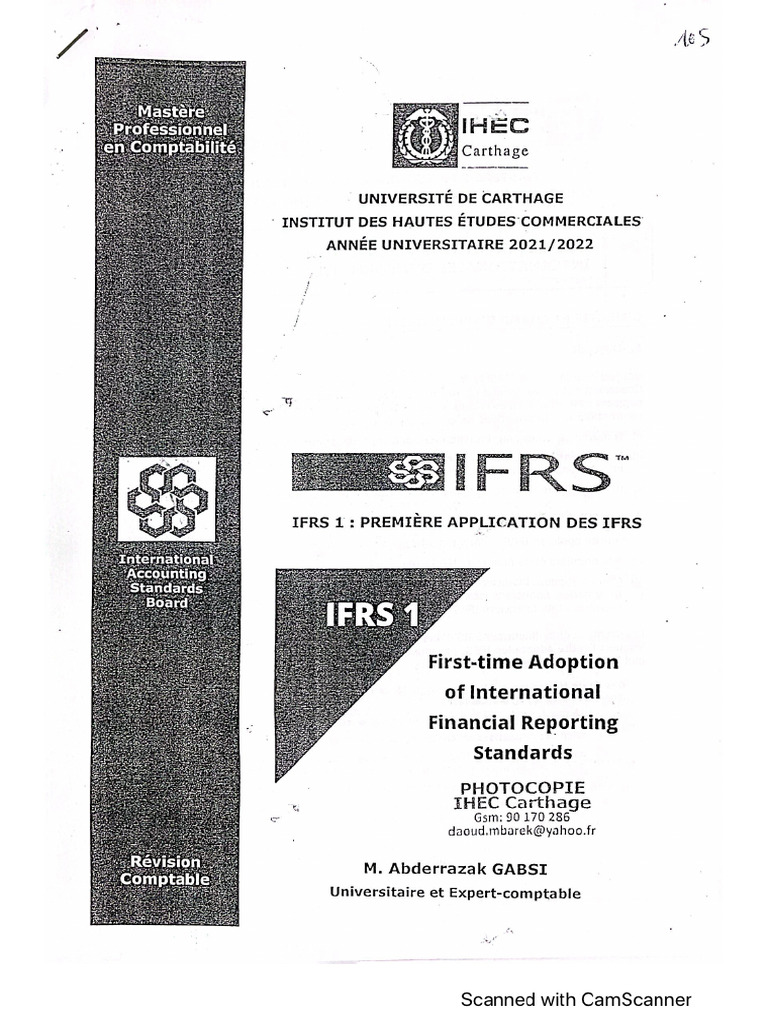 IFRS 1 - Cours M. Gabsi | PDF