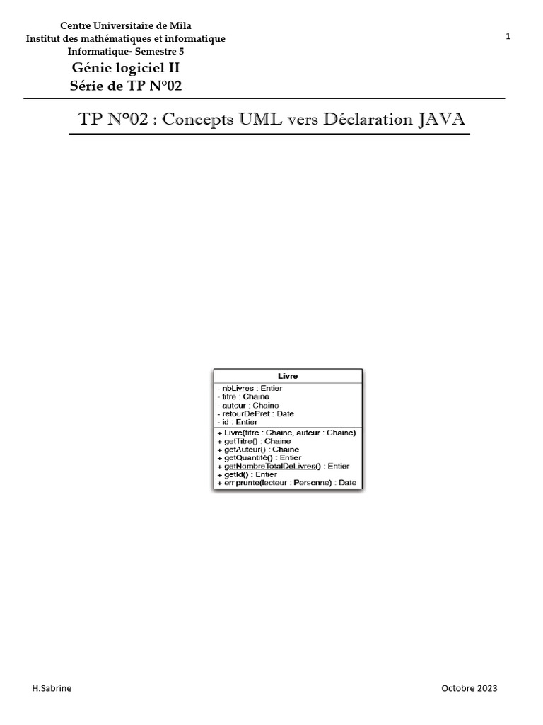 Concepts UML et Java : Attributs, Héritage | PDF | Classe (informatique ...