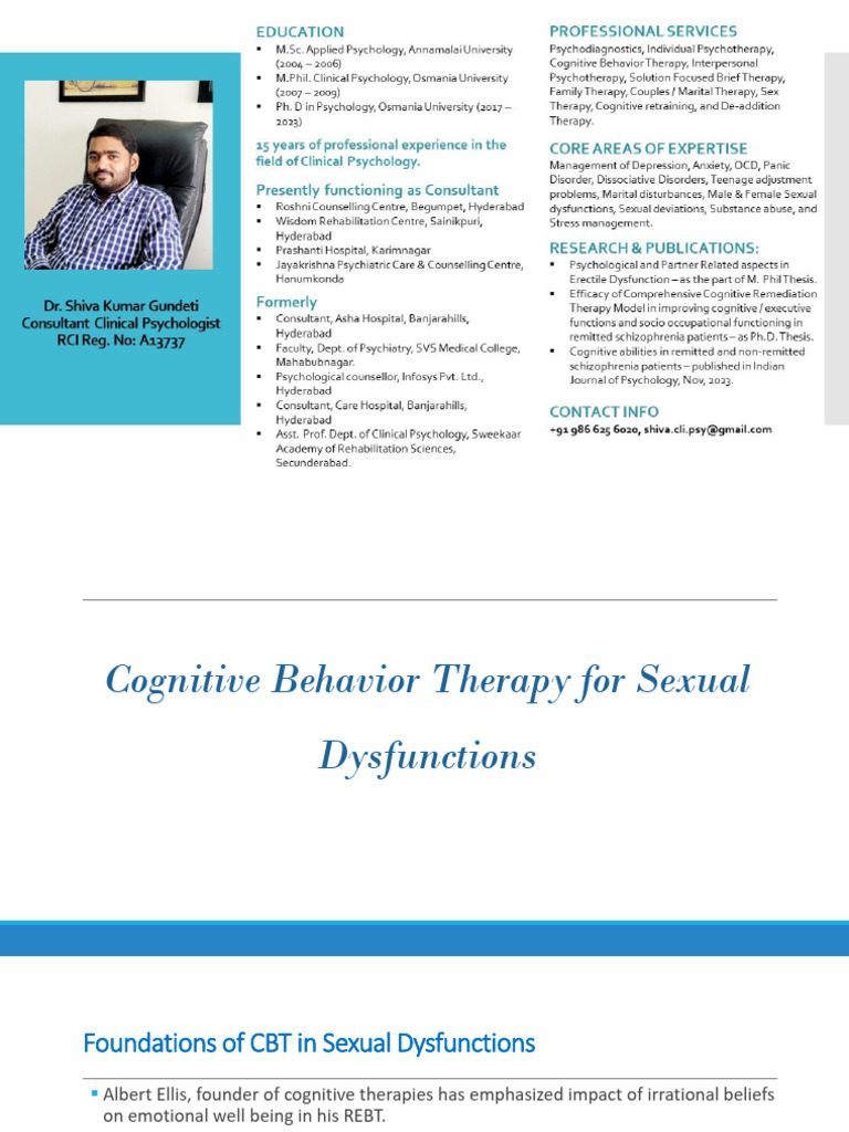 CBT for Sexual Dysfunction Treatment | PDF | Cognitive Behavioral ...