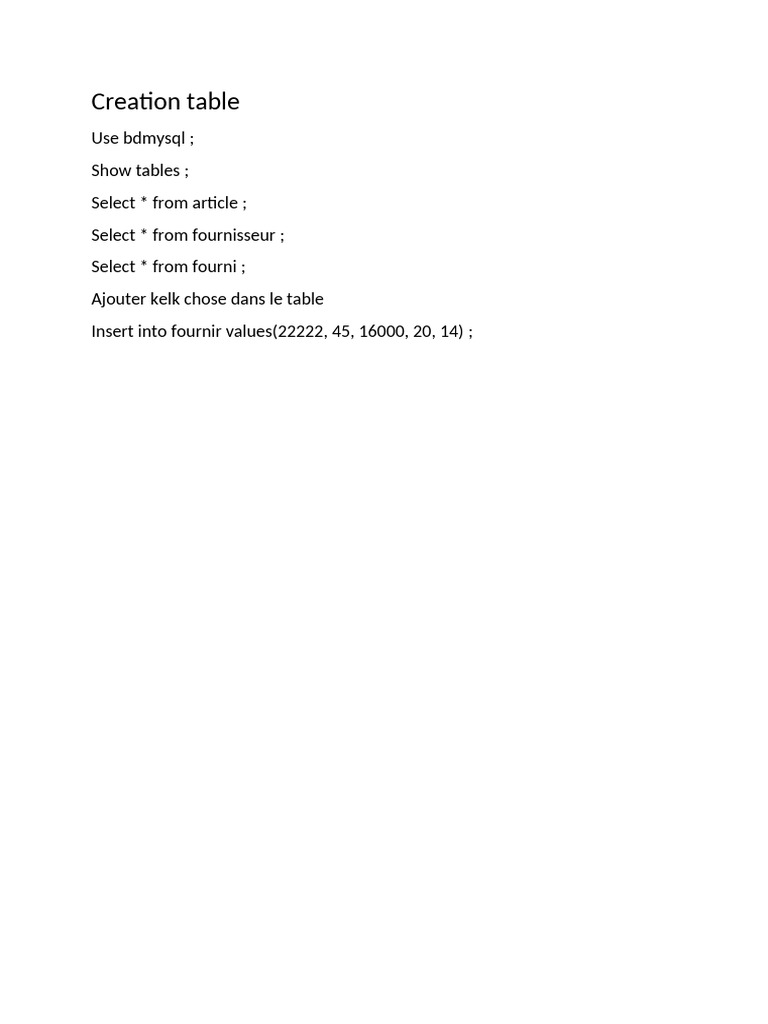 Creation Table | PDF