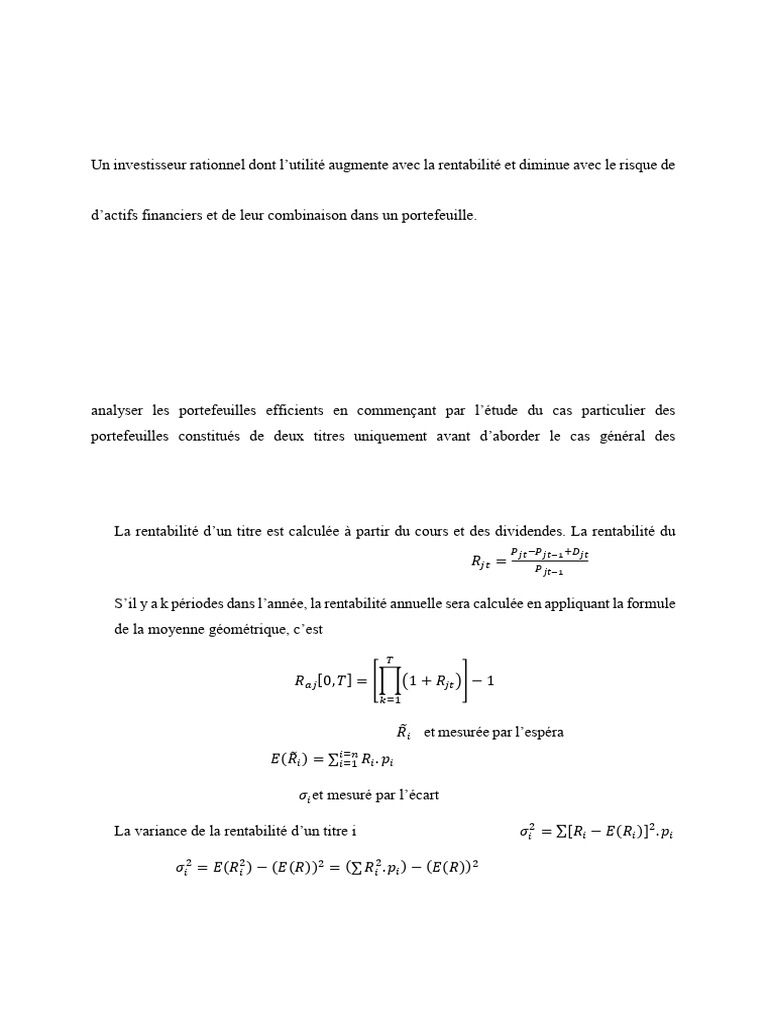 Modèle de Markowitz (1952) en finance | PDF | Risque | Écart type
