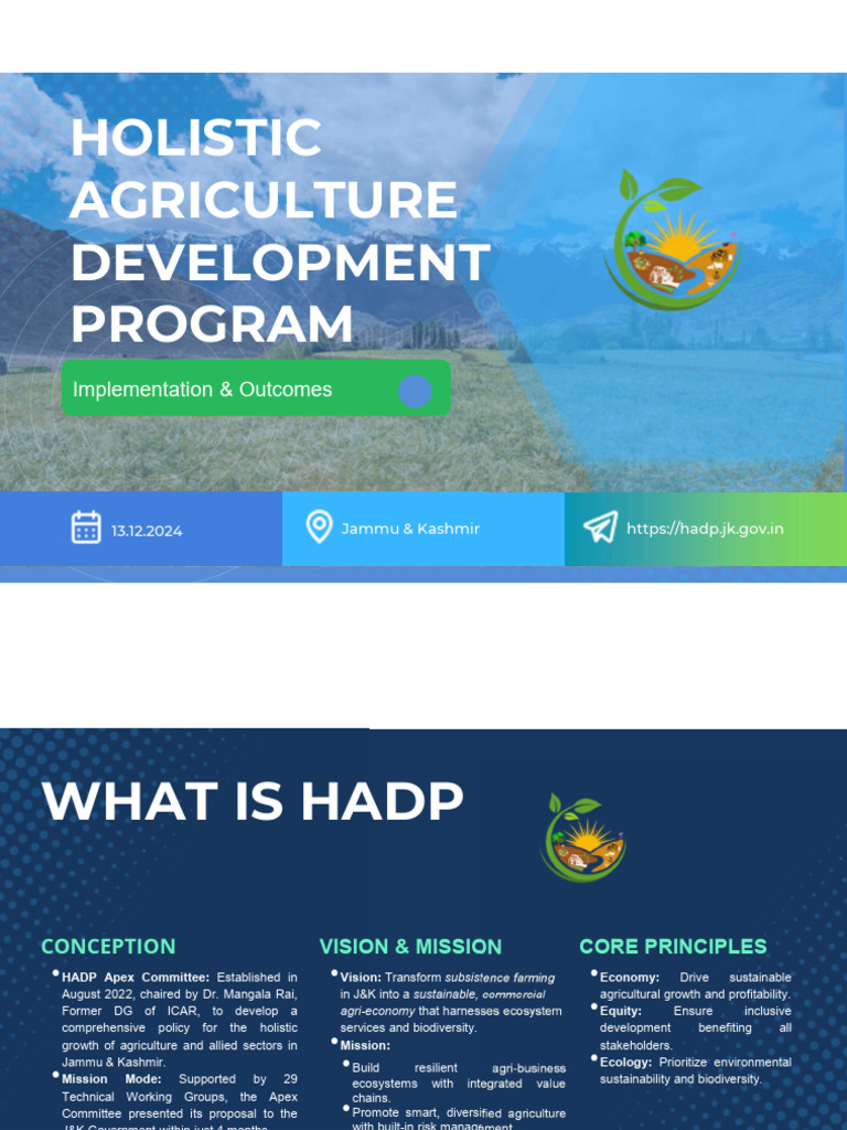 HADP Overview: Strategies for J&K Agriculture | PDF | Agriculture ...
