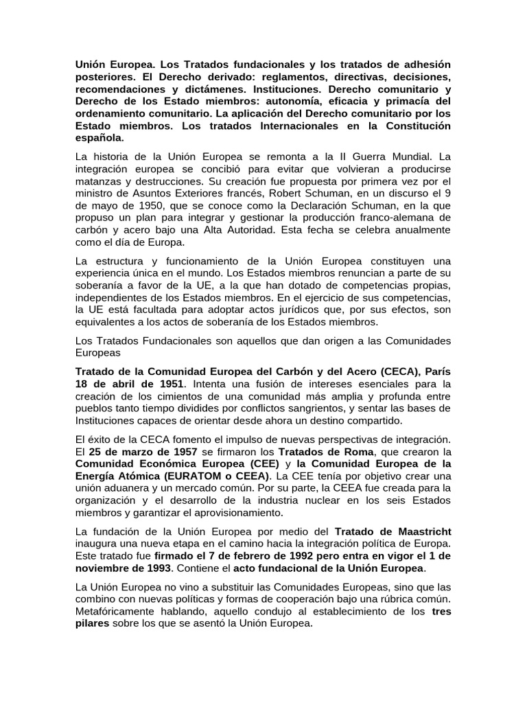 Tratados y Estructura de la Unión Europea | PDF | Parlamento Europeo ...