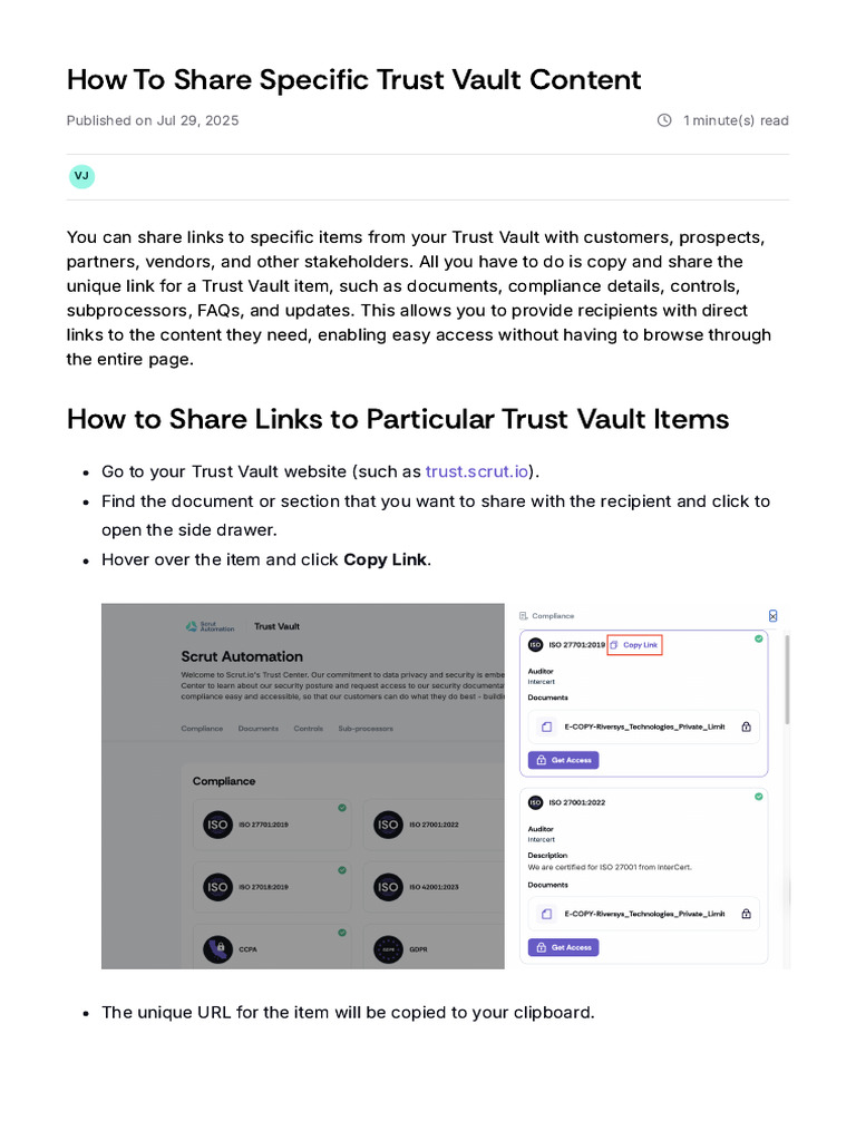 Share Trust Vault Content Links Easily | PDF