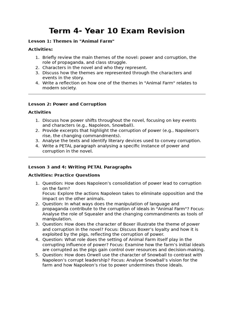 Year 10 Exam Revision | PDF